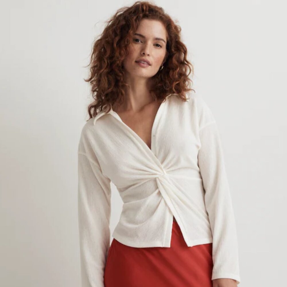 Madewell Twist-Front Long-Sleeve Top